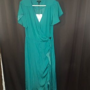 Teal tie up dress